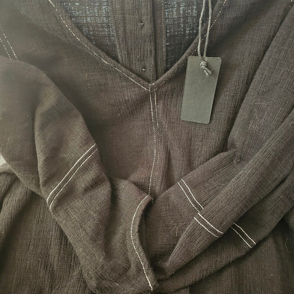 NWT Current Air‎ Anthropologie Women's Black V Neck 3/4 Sleeve Top Stitching M - Picture 3 of 6